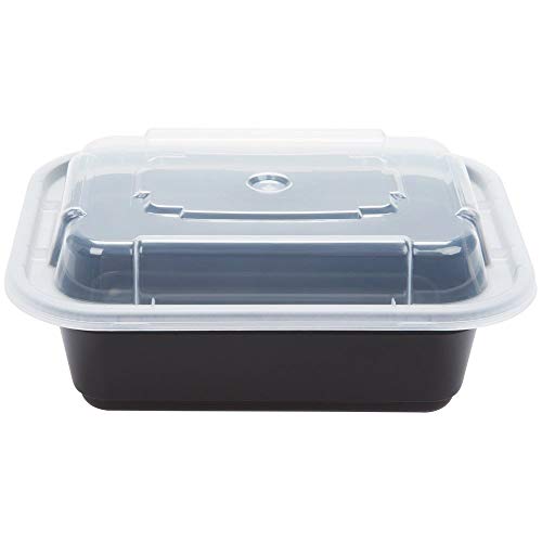 Pactiv NC868B Versatainers, 28 oz, 1.57" Length, 0.77" Width, 1.77" Height, Black/Clear (Pack of 150)