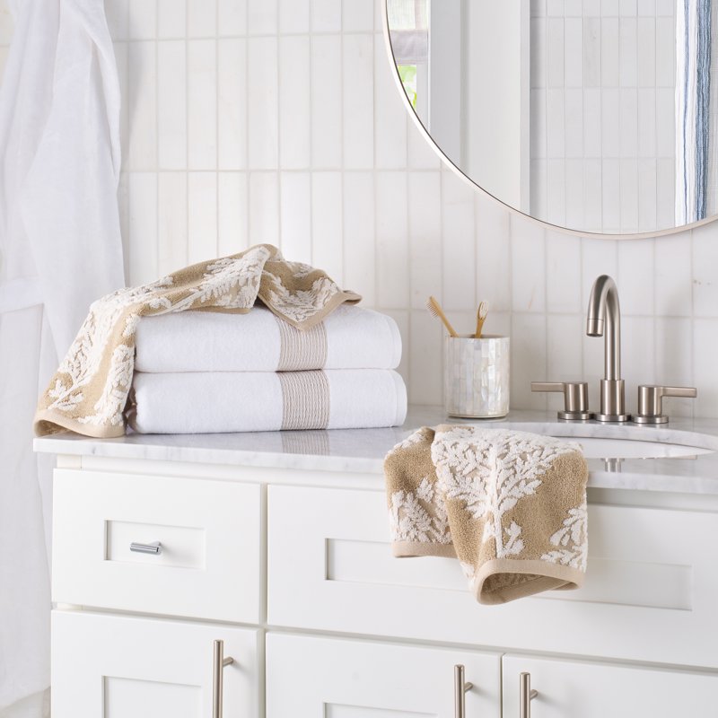 Better Homes & Gardens Almond Biscuit Cotton Textured 4-Piece Bath Towel Set