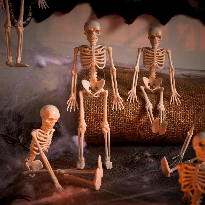 12PCS 6-Inch Posable Skeleton Decorations Halloween Yard Indoor Outdoor Scene