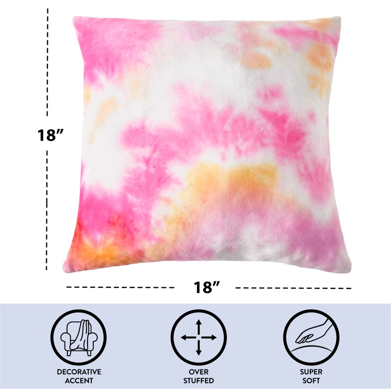 Decorative Tie Dye Squishy Pillow - 18x18 Inch Boho Cushion - Variation 1