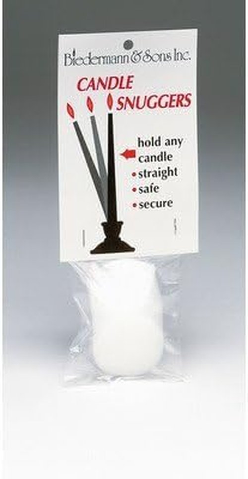 Biedermann & Sons Foam Taper Candle Snuggers - 1.5 Inch White Reusable Inserts for Secure Fit | 16 Pieces