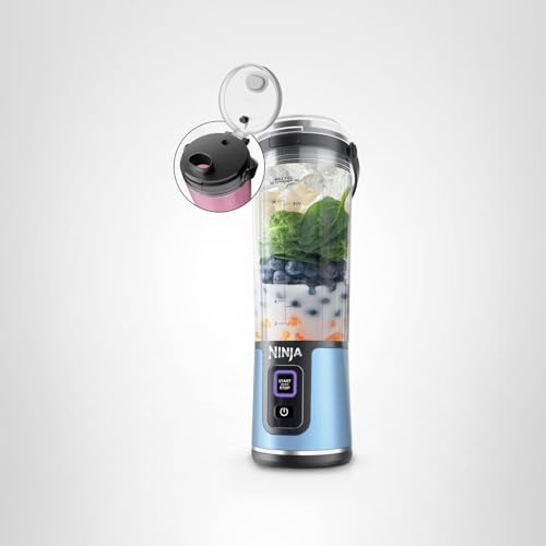 Ninja Blast Portable Blender, Cordless, 18oz. Vessel, Personal Blender For-Shakes and Smoothies, BPA Free, Leakproof-Lid and Sip Spout, USB-C Rechargeable, Dishwasher Safe, Metallic Blue, BC151BM