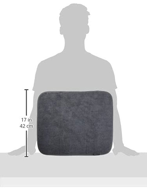 Brabantia SinkSide 16 x 19" Microfiber Dish Drying Mat for Kitchen Countertop (Dark Gray) Foldable Machine-Safe Absorbable Pad for Plates, Pots, Glasses