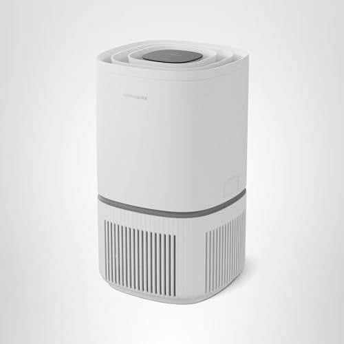 Frigidaire PureA300 HEPA Air Purifier for Small Bedrooms, Covers up to 850 Sq. Ft., 3-Stage Filtration, Energy Star Certification, Air Quality Monitoring, Smart Mode, Ultra Quiet, White