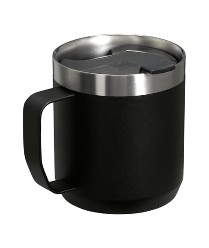 STANLEY Stay-Hot Camp Mug 12 oz | Press Fit Drink Through Lid | Cup for Coffee, Tea and Drinks | Insulated Stainless Steel Coffee Mug | BPA-Free | Black 2.0