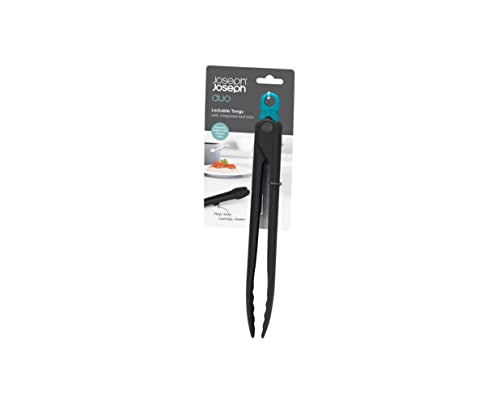 Joseph Joseph Duo Lockable Tongs Hygienic with Integrated Tool Rest & Non-Slip Feet, Suitable for Non-Stick Cookware, Heat-Resistant, BPA Free