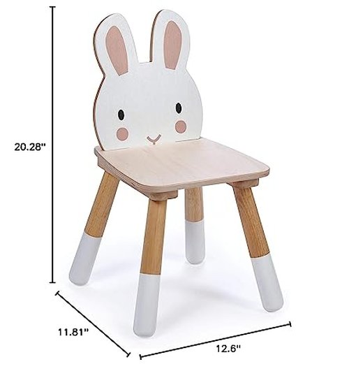 Tender Leaf Toys - Forest Table and Chairs Collections - Adorable Kids Size Art Play Game Table and Chairs - Made with Premium Materials and Craftsmanship for Children 3+ (Forest Rabbit Chair)