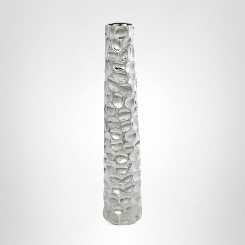 Deco 79 Ceramic Decorative Vase Geometric Bubble Centerpiece Vase with Concaved Circles, Flower Vase for Home Decoration 8" x 8" x 39", Silver