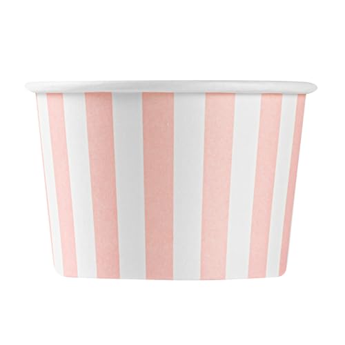 Restaurantware-Coppetta 4 Ounce Dessert Cups, 200 Disposable Ice Cream Cups - Lids Sold Separately, Heavy-Duty, Pink And White Paper Frozen Yogurt Bowls, For Hot And Cold Foods
