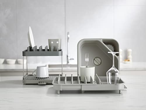 Joseph Joseph Duo Square Wash Dish Basin for Kitchen and RV Basin with Cutlery, Sponges and Brushes Compartment, Grey
