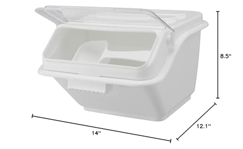 Restaurantware Met Lux 2.6 Gallon Ingredient Bin 1 With Lid Food Storage Bin - With Measuring Scoop Stackable White Plastic Commercial Flour Bin Easy Access For Kitchen Or Storage
