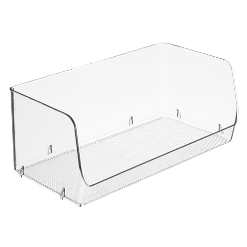 iDesign Stackable Open-Front Storage Bins for Kitchen and Pantry Organization - Set of 3 - Clear