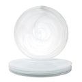 Vikko Charger Plates, Set of 6 White Alabaster Dinner Plates, 13" Plate with Marbelized, Swirl Design, Elegant Glass Charger, Dishwasher Safe