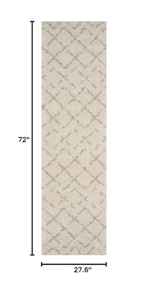 SAFAVIEH Arizona Shag Collection Runner Rug - 2'3" x 6', Ivory & Beige, Moroccan Boho Design, Non-Shedding & Easy to Clean, Ideal for Ideal for Living Room, Hallway, Foyer, Bedroom (ASG743A)