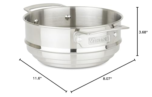 Viking Steamer Insert and Colander, Stainless Steel Pot Strainer, Fits 2-4 Quart Sauce Pan and 6.25-8 Inch Sauce Pans and Casseroles, Dishwasher and Oven Safe, Silver
