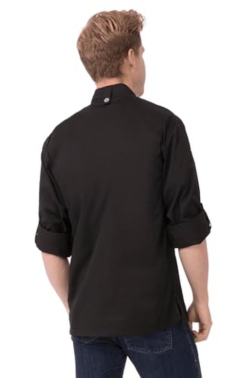 Chef Works Men's Hartford Chef Coat, Black, Large