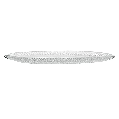 Restaurantware Vetri 11.8 x 5.5 Inch Glass Serving Dishes 6 Durable Unique Serving Dishes - Leaf Design Dishwashable Clear Glass Dinnerware For Hot Or Cold Foods