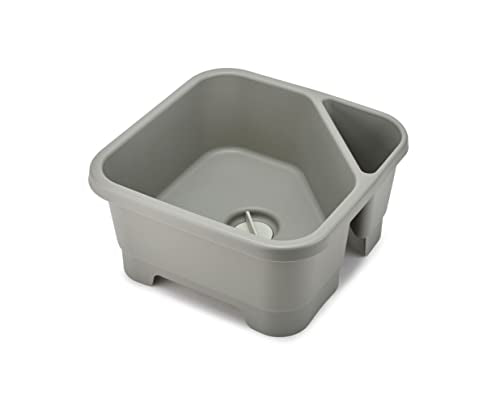 Joseph Joseph Duo Square Wash Dish Basin for Kitchen and RV Basin with Cutlery, Sponges and Brushes Compartment, Grey