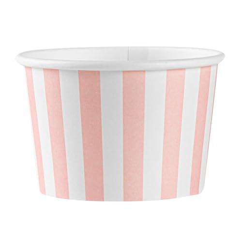 Restaurantware-Coppetta 4 Ounce Dessert Cups, 200 Disposable Ice Cream Cups - Lids Sold Separately, Heavy-Duty, Pink And White Paper Frozen Yogurt Bowls, For Hot And Cold Foods