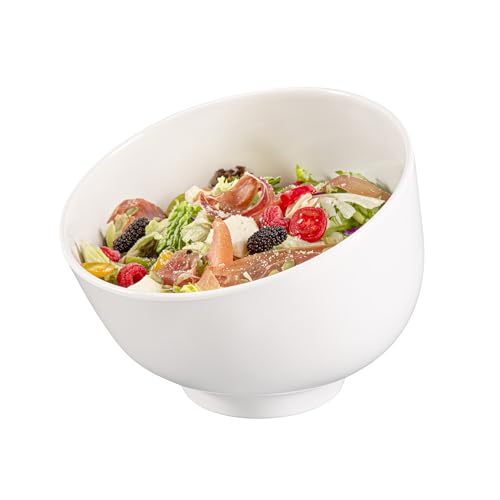 Restaurantware Voga 101 Ounce Angled Bowls 2 Slant Cut Serving Bowls - Top Rack Dishwashable Premium White Melamine Salad Bowls Serve Hot And Cold Foods For Parties Or Events