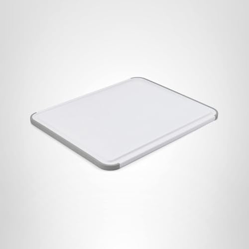 KitchenAid Classic Cutting Board with Perimeter Trench and Non Slip Edges, Dishwasher Safe, 11 inch x 14 inch, White and Gray