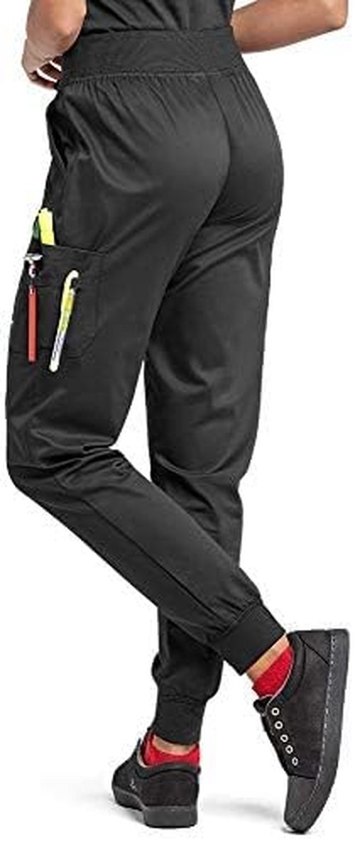 Industry Line Women's Chef Pants - Black, 5 Pocket Stretch Jogger - Kitchen Restaurant Uniform, Drawstring Elastic Waist