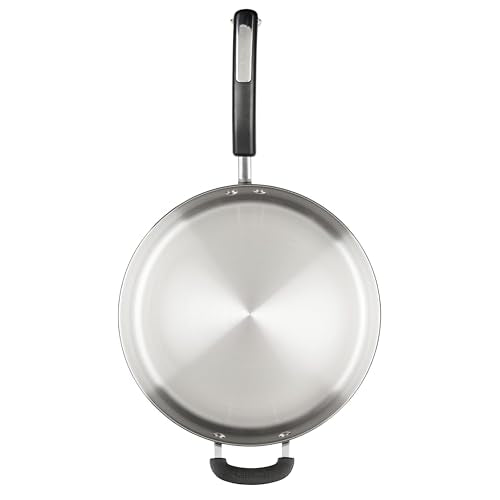 Farberware Brilliance Stainless Steel Saute Pan/Jumbo Cooker with Lid and Helper Handle, Induction Suitable, Dishwasher and Metal Utensil Safe, 6 Quart - Stainless Steel