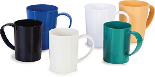 Carlisle FoodService Products Mug Plastic Coffee Mug with Large Handle for Buffets, Home, and Restaurant, Tritan, 12 Ounces, White, (Pack of 12)