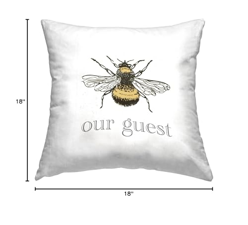 Stupell Industries Bee Our Guest Bumble Phrase Design by Lil' Rue Throw Pillow