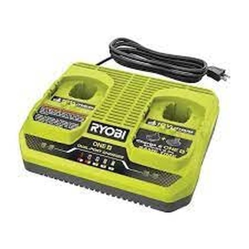 RYOBI ONE+ 18V Dual-Port Simultaneous Charger - Charges 2 Batteries at Once, 2X Faster Charging, LED Indicators - PCG005