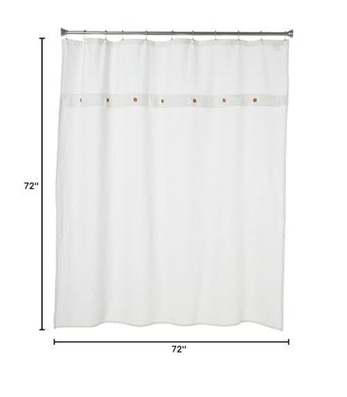 Madison Park Finley 100% Cotton Shower Curtain, Waffle Weave Texutre Minimalistic Design, Modern Bathroom Decor, Machine Washable, Fabric Privacy Screen 72x72", White