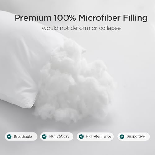 Acanva 24x24 Throw Pillow Inserts Set of 4, Premium Polyester Fiber Fill Square Sham Stuffer Cushion for Sofa, Bed, Couch and Chair, Machine Washable, White