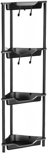 Orimade 4-Tier Rustproof Corner Shower Caddy Organizer - Durable Plastic & Metal, 10.8 x 10.8 x 44.6 Inches, Black