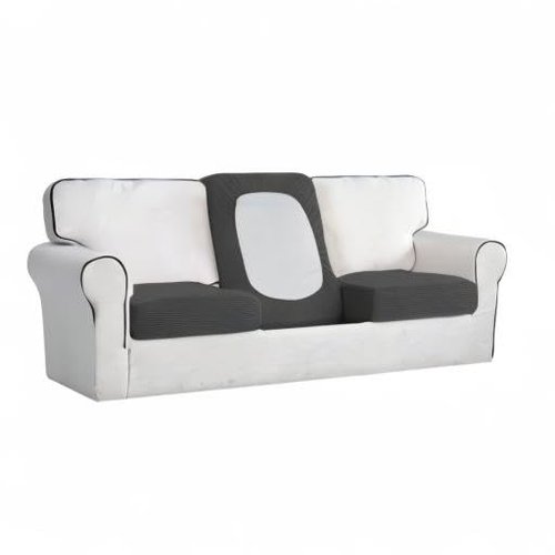 Easy-Going Stretch Individual Chair Couch Cushion Cover Sofa Cushion Furniture Protector Sofa slipcover Soft Flexibility with Elastic Bottom (3-Piece Sofa Cushion Cover, Dark Gray)