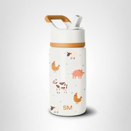 Simple Modern Kids Summit Water Bottle with Straw Lid | 14oz Stainless Steel Cup Insulated Tumbler for Toddlers, School | Farm Animals