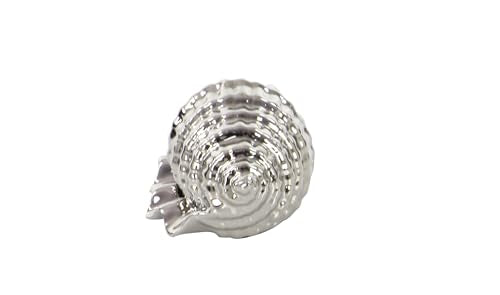 Deco 79 Ceramic Shell Decorative Sculpture Shell Home Decor Statues, Set of 3 Accent Figurines 7", 7", 5"W, Silver