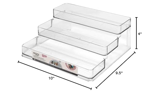 Oggi 3 Tier Spice Organizer & Pantry Storage- For Shelf, Kitchen Cabinet, Spice Rack, Pantry Organization and Storage, Clear Shelves