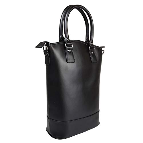 Sachi Insulated 2-Bottle Leather Wine Tote Bag Black