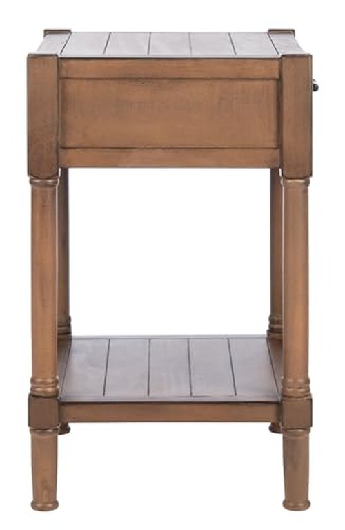 SAFAVIEH Home Collection – Filbert Brown Accent Table with Drawer & Shelf, Modern Farmhouse Nightstand, Turned Leg Design (ACC5711C)