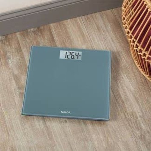 Taylor Precision Products Glass Digital Scale, Body Weight, Bathroom Scale, Highly Accurate 400 LB Capacity, Auto On and Off Scale, Blue