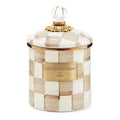 MACKENZIE-CHILDS Small Enamel Canister, Kitchen Storage Container with Lid, Brown-and-White Mocha Check