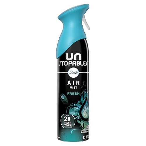 Febreze Air Mist, Air Freshener Spray, Odor Fighting Room Spray, Deodorizer for Home Bathroom Kitchen Office Apartment Dorm Room Classroom, Unstopables Fresh Scent, 8.1oz (Pack of 6)