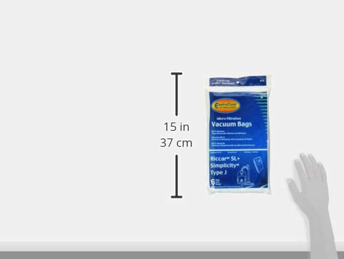 EnviroCare Replacement Micro Filtration Vacuum Cleaner Dust Bags made to fit Riccar SL+, Simplicity Type J canisters 6 bags
