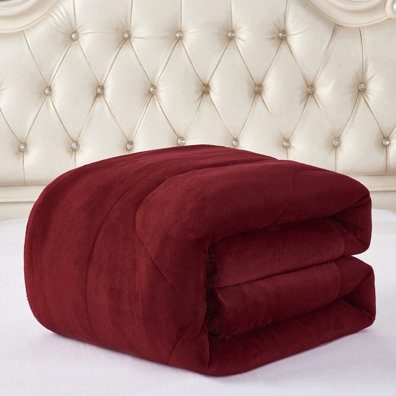 King Burgundy Sherpa Fleece Bed Blanket - Thick Warm Borrego Bedspread