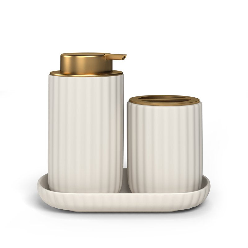 Ceramic Toothbrush Holder - Off White Bathroom Organizer