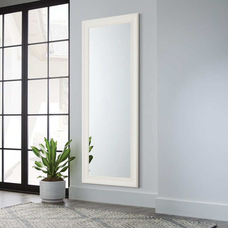 White Floor-Length Full-Size Mirror - Lean or Wall Mount, 27x70 Inches - Single Variation