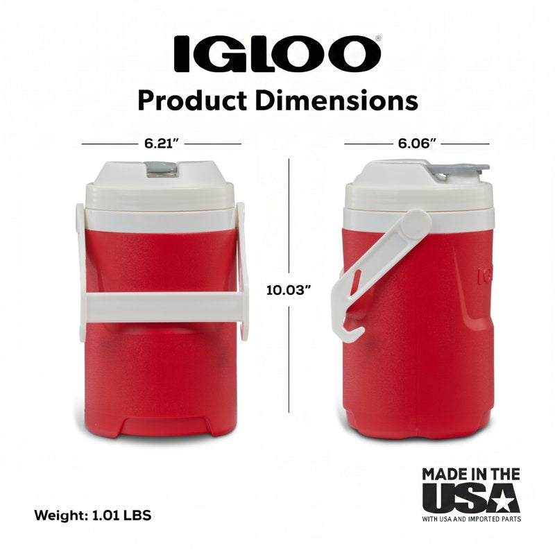 1/2 Gallon Insulated Sports Beverage Jug with Hooks - 2 Pack, Red