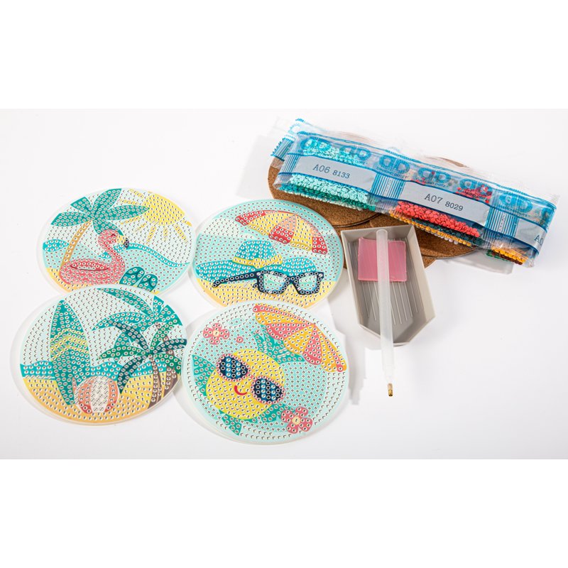 Tropical Coasters Diamond Painting Kit - 4 Pack