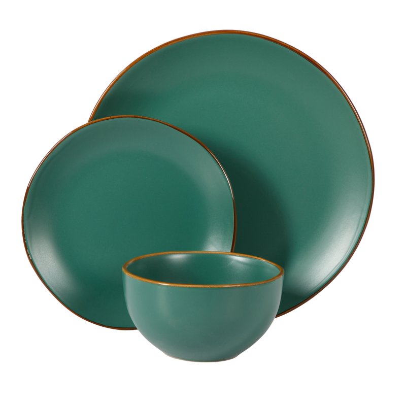12-Piece Matte Green Ceramic Dinnerware Set - Hazeltine