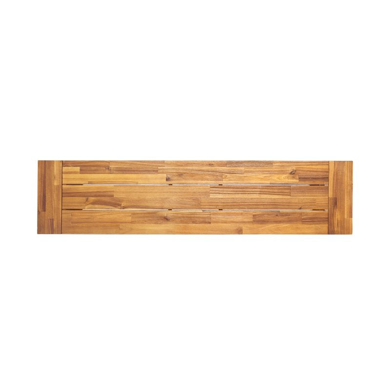 Outdoor Acacia Wood Bench - Sandblasted Finish/Rustic Metal